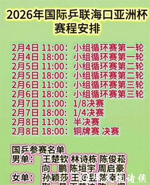 2026年乒乓球世界杯直播赛程解析